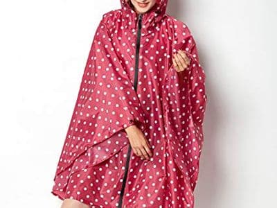 Poncho vélo femme rouge à pois imperméable